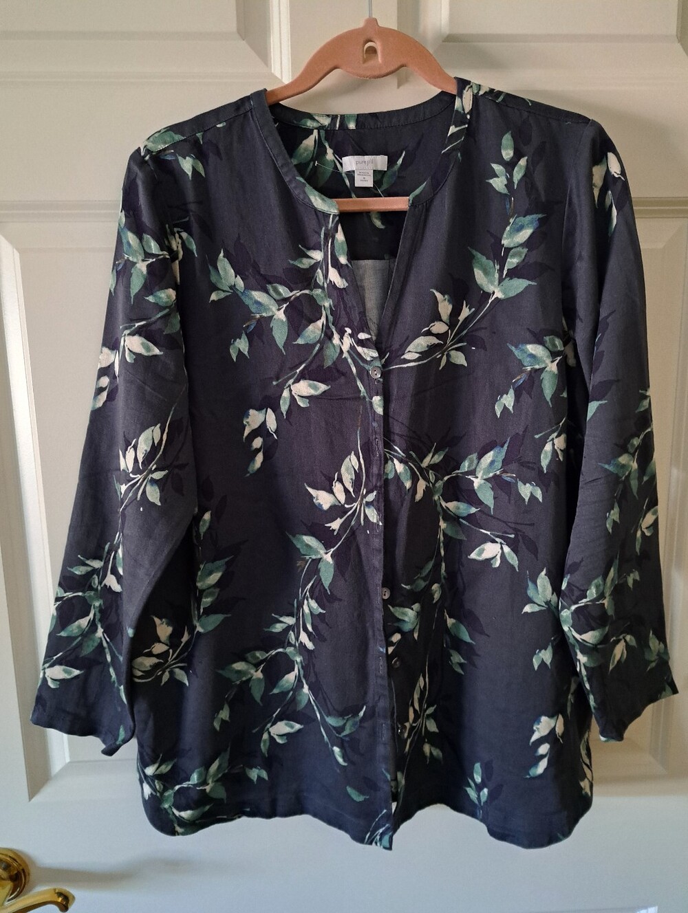PURE JILL button front BLOUSE new without tags FLORAL DESIGN size medium petite